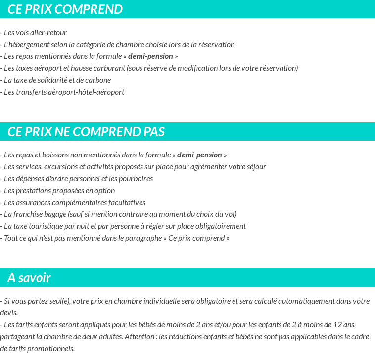 Conditions tarifaires