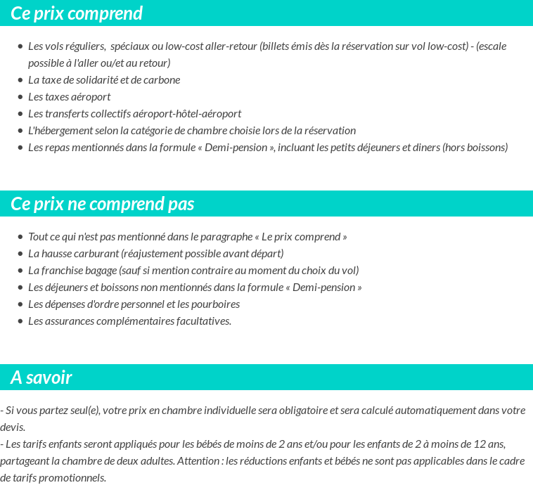 Conditions tarifaires