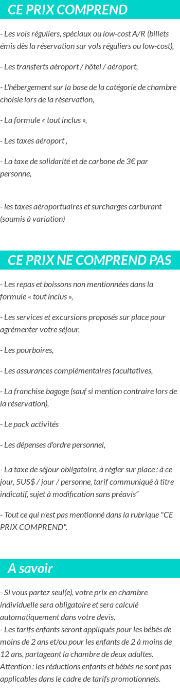 Conditions tarifaires