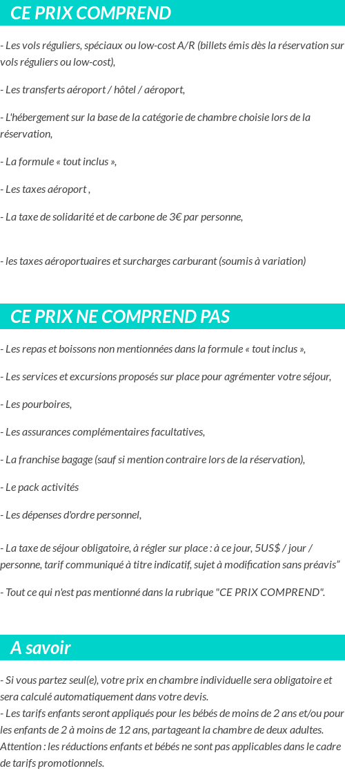 Conditions tarifaires