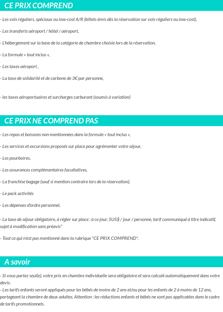 Conditions tarifaires