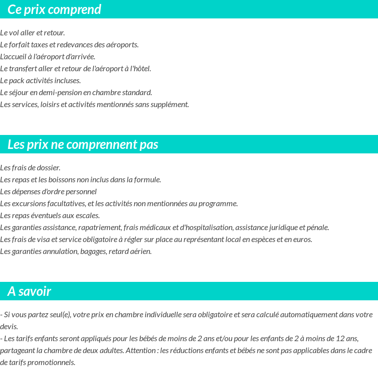 Conditions tarifaires