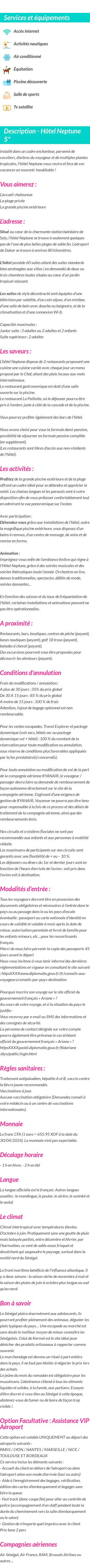 Détails du séjour