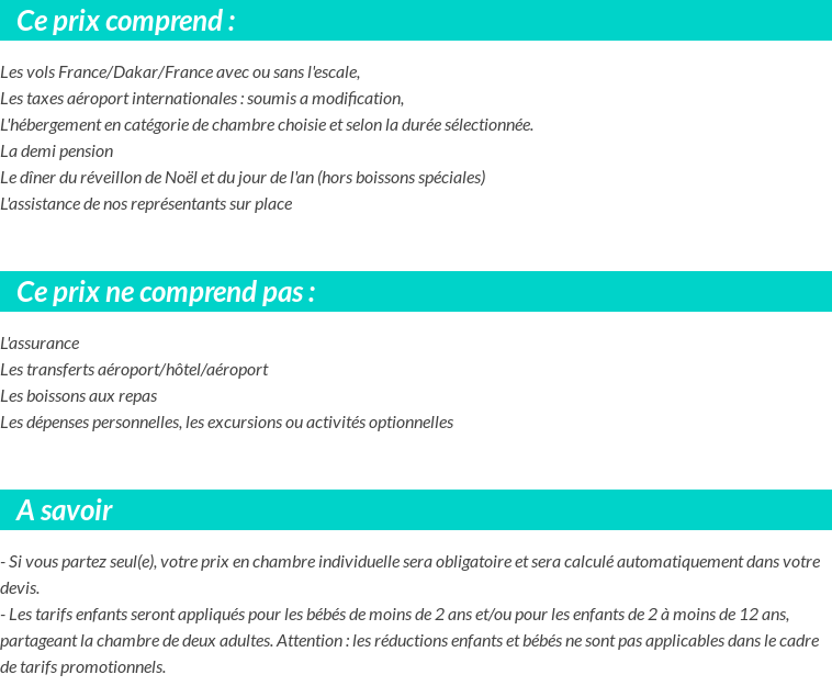 Conditions tarifaires