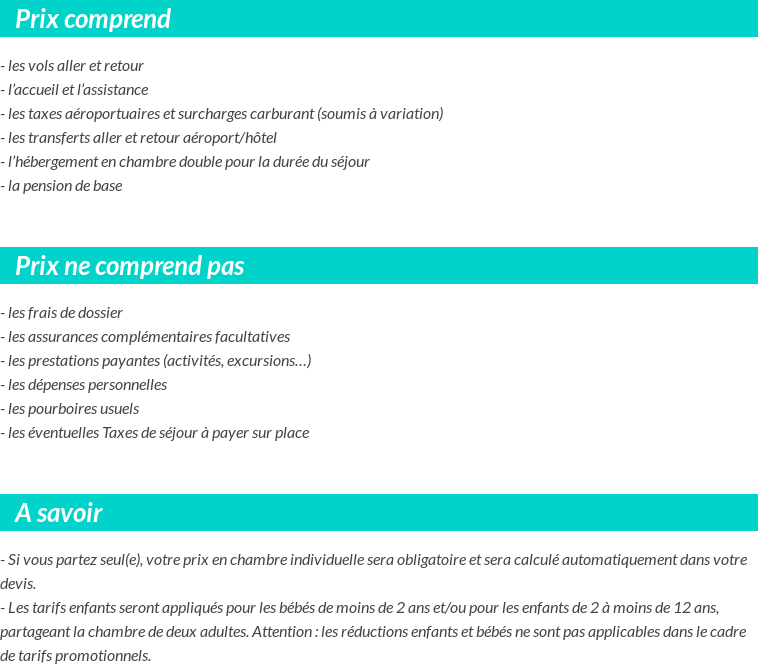 Conditions tarifaires