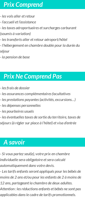 Conditions tarifaires