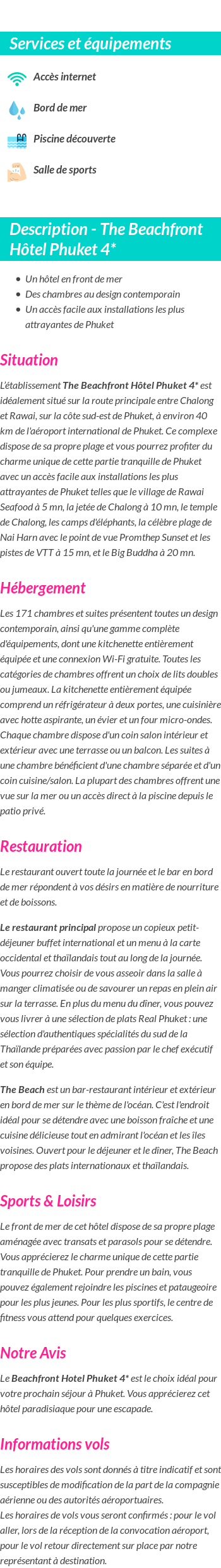 Détails du séjour