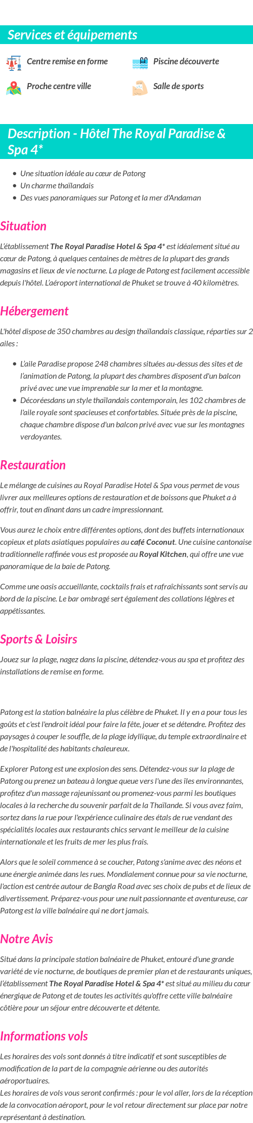 Détails du séjour