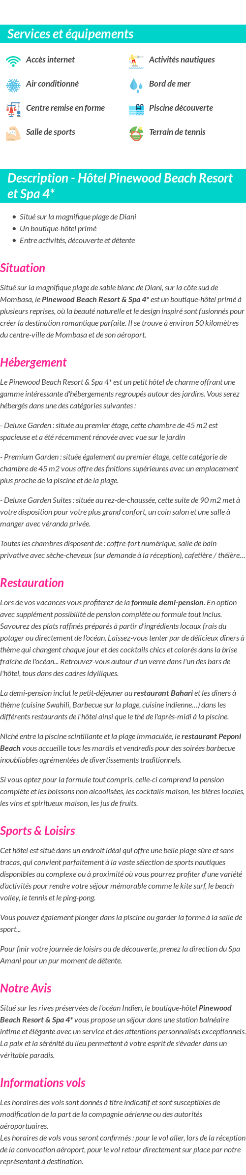 Détails du séjour