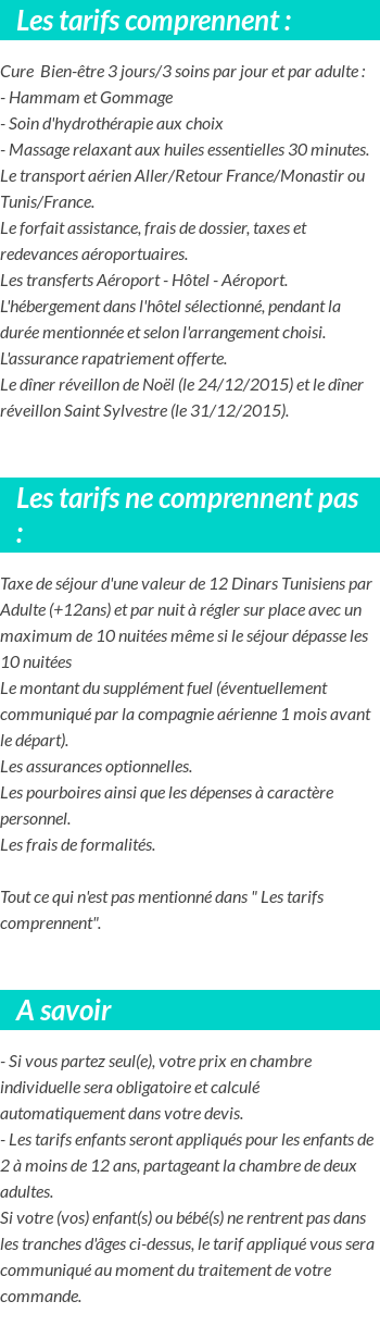 Conditions tarifaires