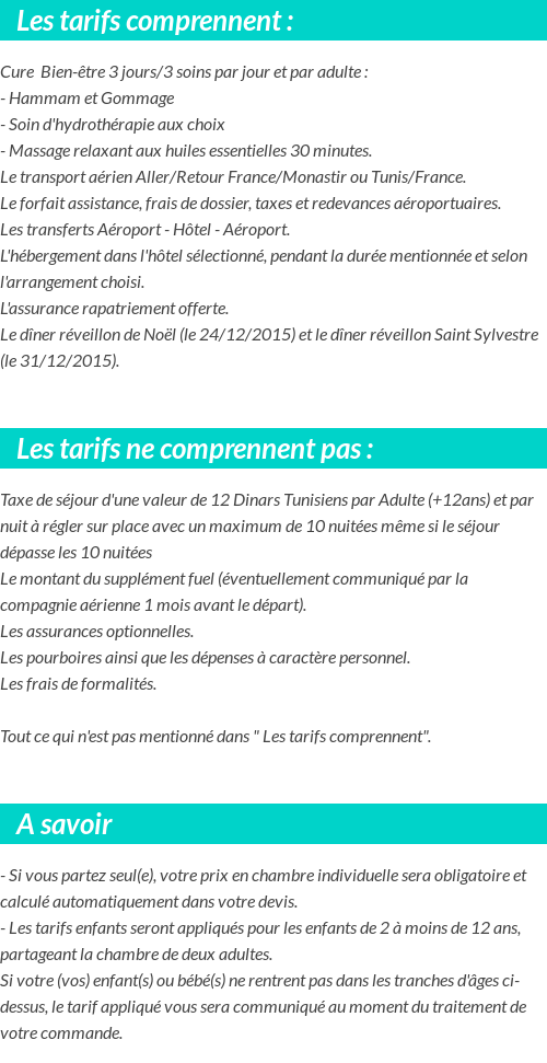 Conditions tarifaires