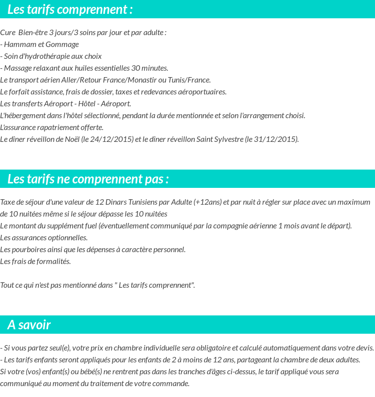 Conditions tarifaires