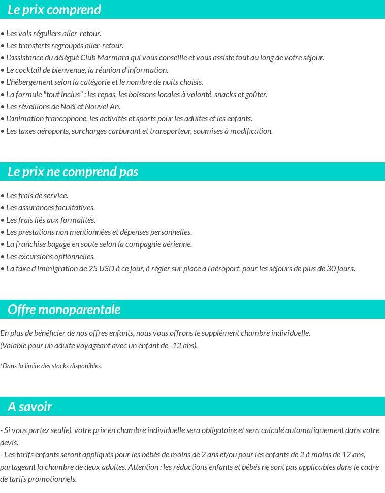 Conditions tarifaires