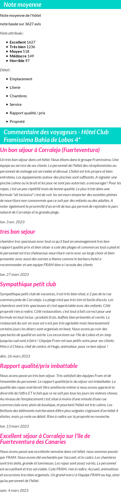 Avis clients