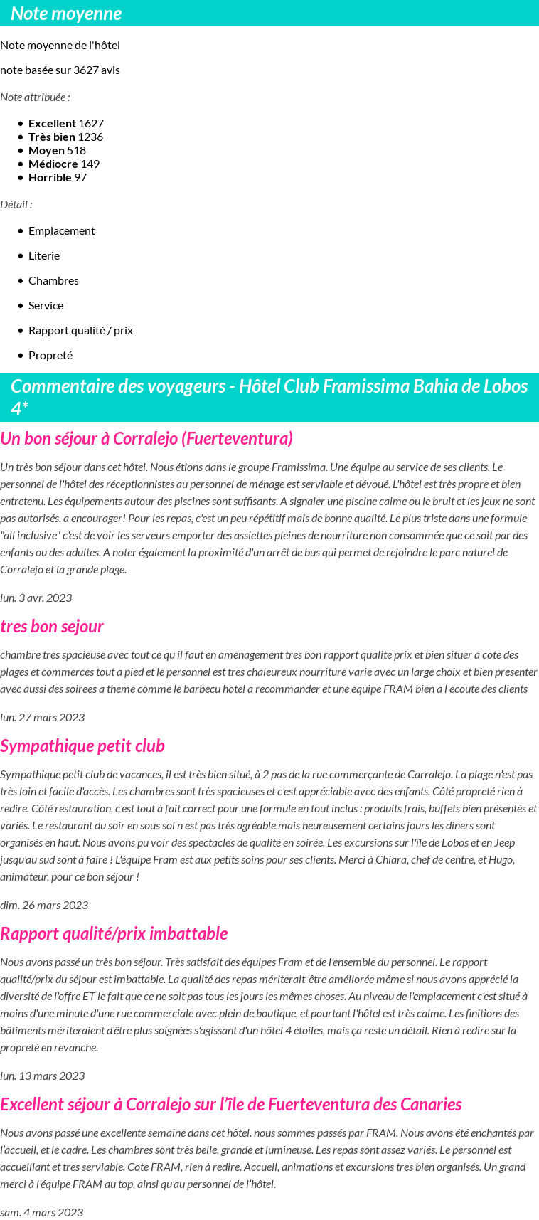 Avis clients