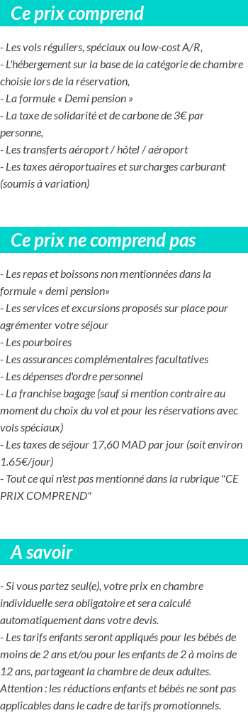 Conditions tarifaires