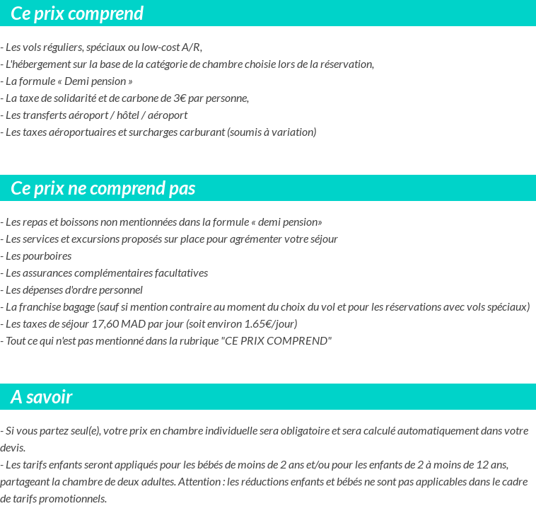 Conditions tarifaires