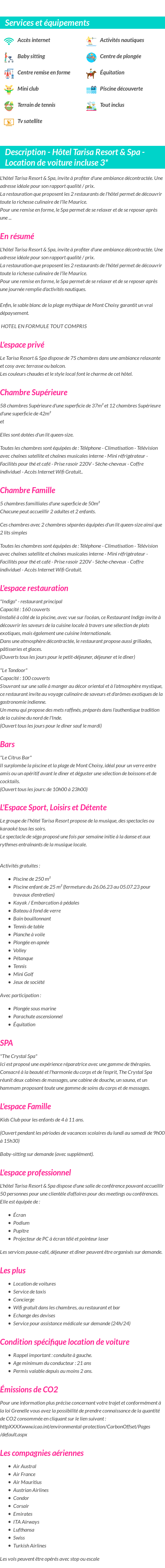 Détails du séjour