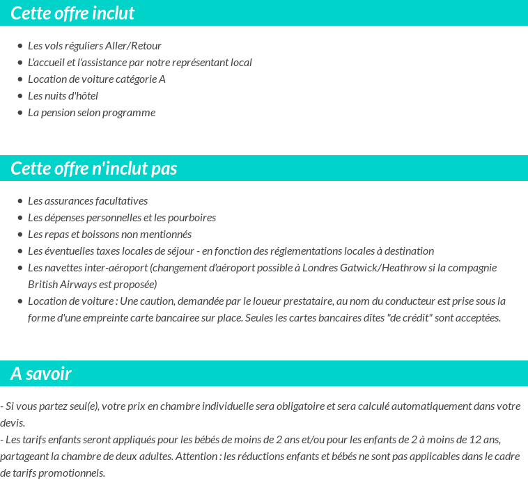 Conditions tarifaires