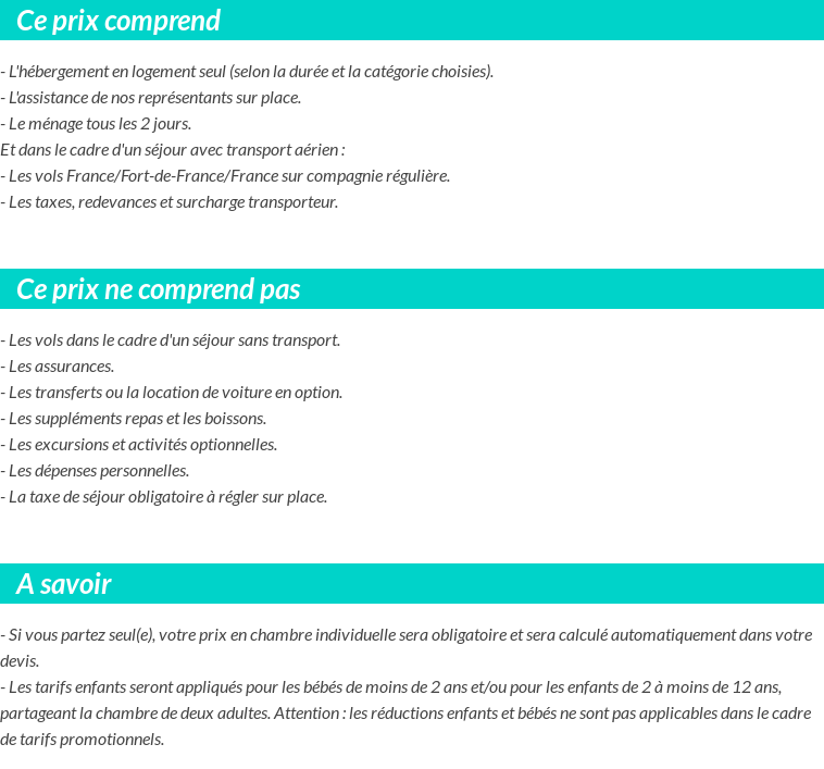 Conditions tarifaires