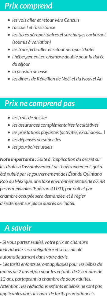Conditions tarifaires