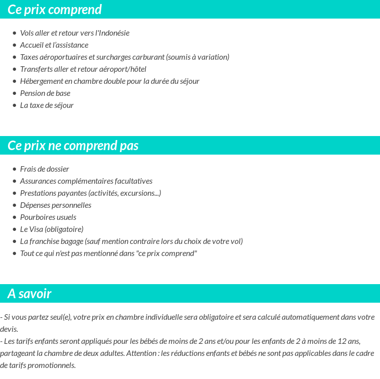 Conditions tarifaires