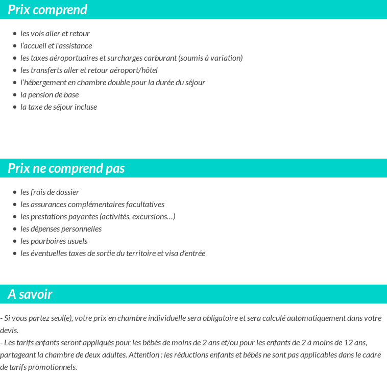 Conditions tarifaires