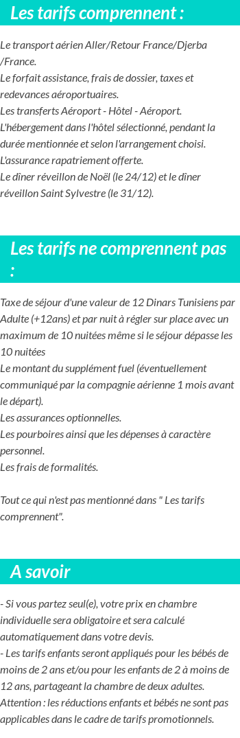 Conditions tarifaires