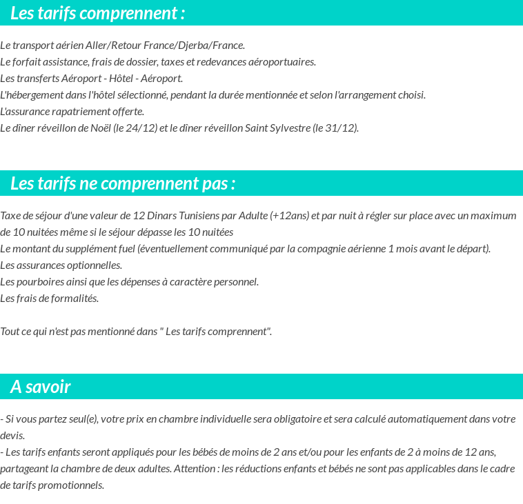Conditions tarifaires