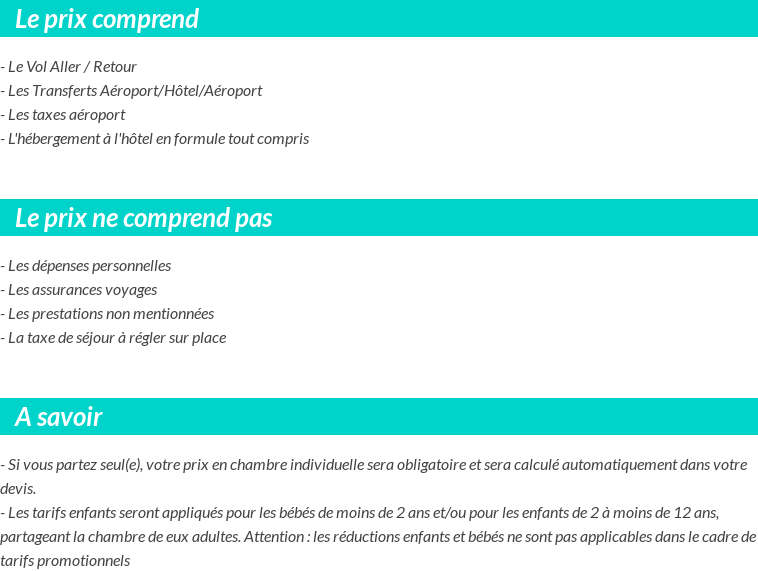 Conditions tarifaires