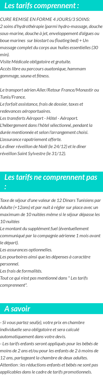 Conditions tarifaires