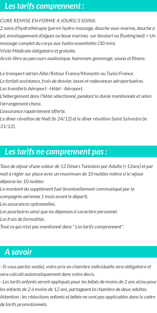 Conditions tarifaires