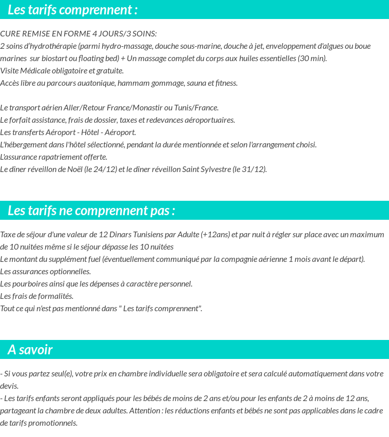 Conditions tarifaires