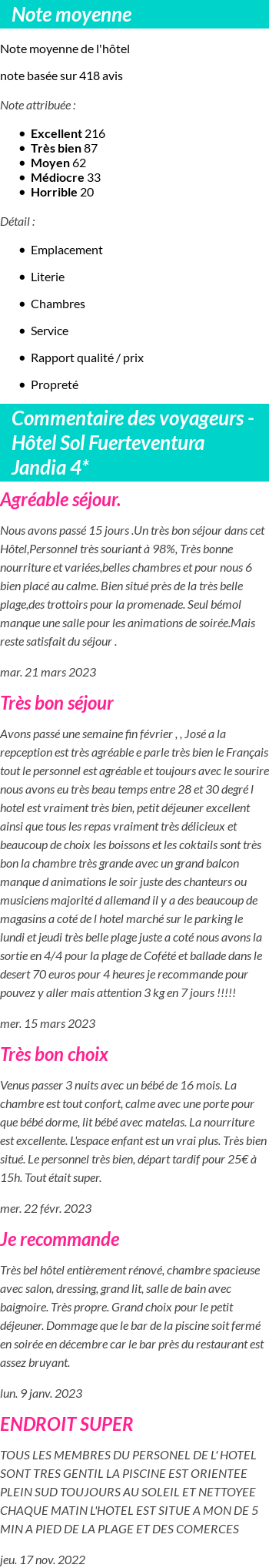 Avis clients