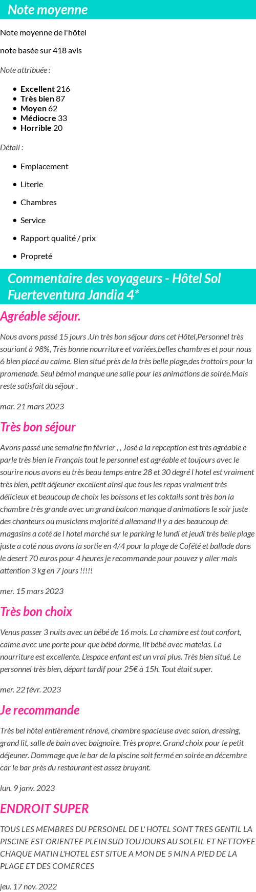 Avis clients