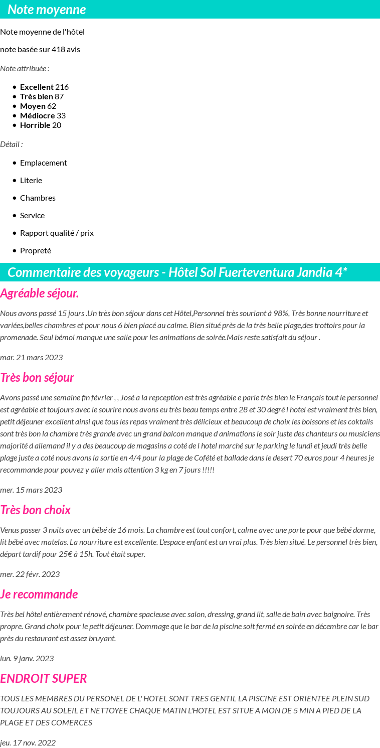 Avis clients