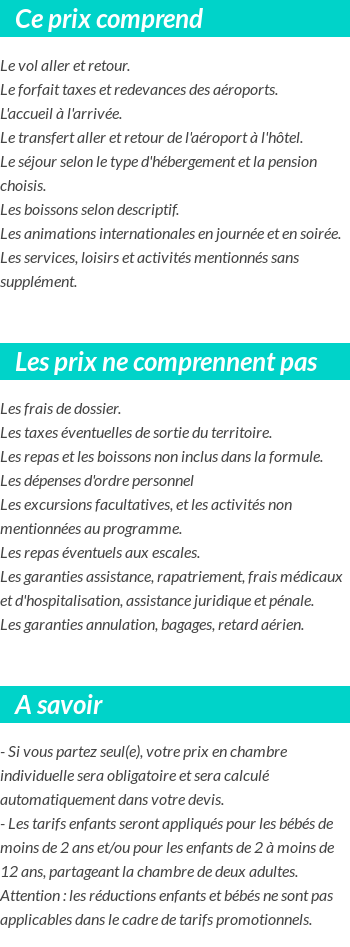 Conditions tarifaires