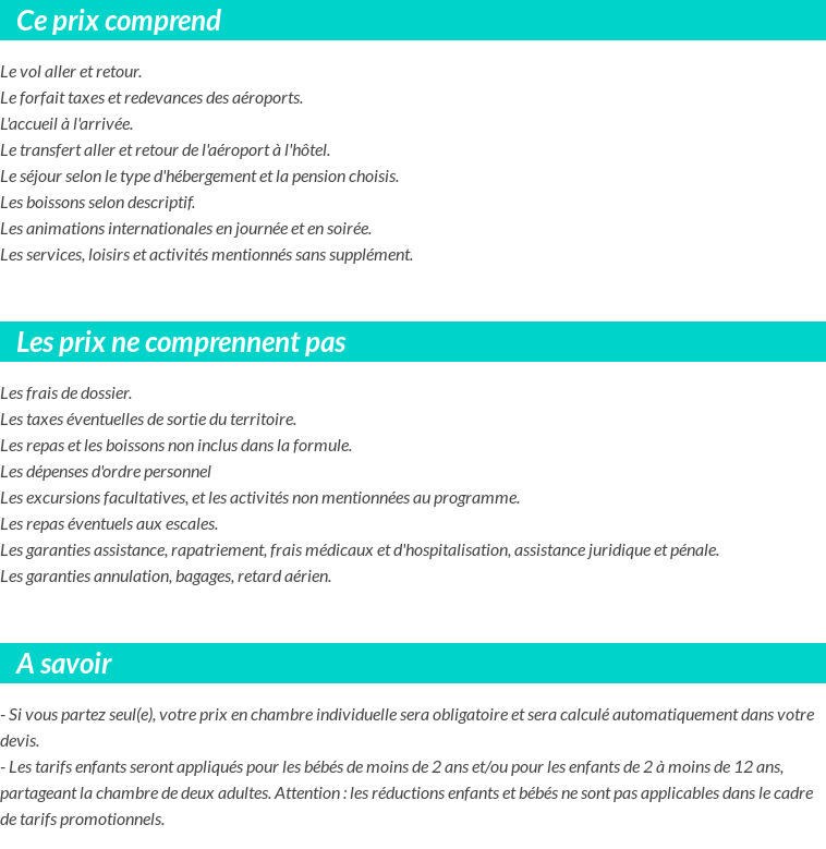 Conditions tarifaires