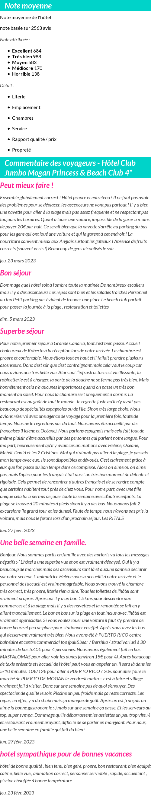 Avis clients