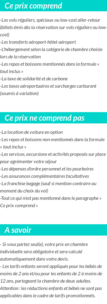 Conditions tarifaires
