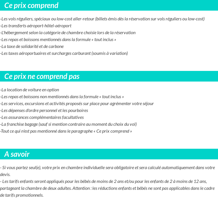 Conditions tarifaires