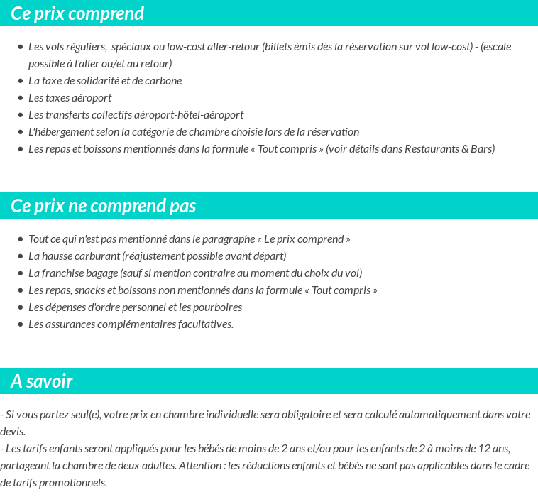 Conditions tarifaires