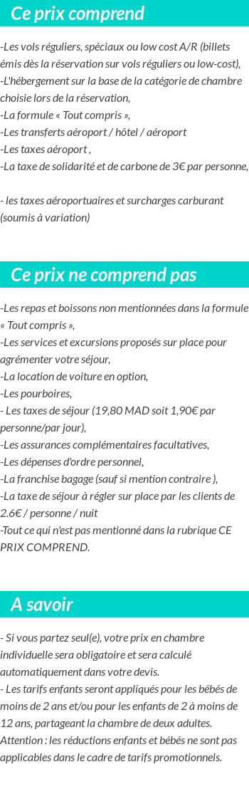 Conditions tarifaires