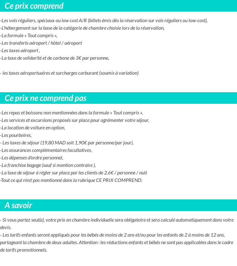 Conditions tarifaires