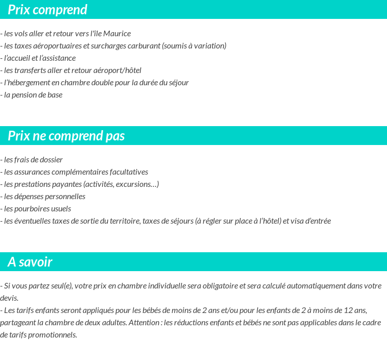 Conditions tarifaires