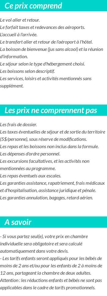 Conditions tarifaires