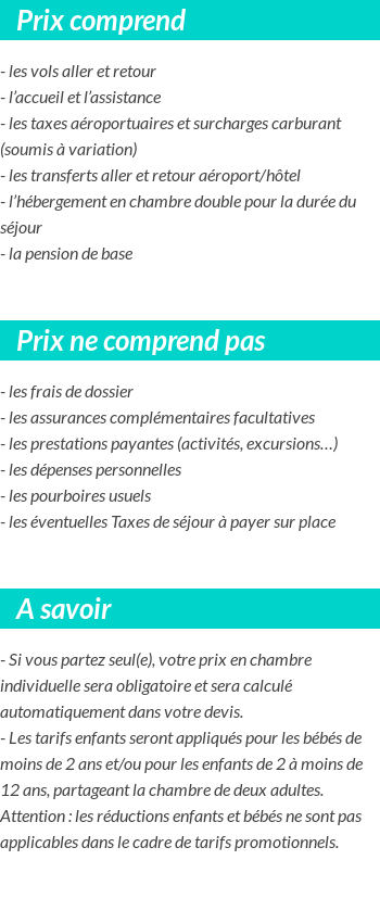 Conditions tarifaires