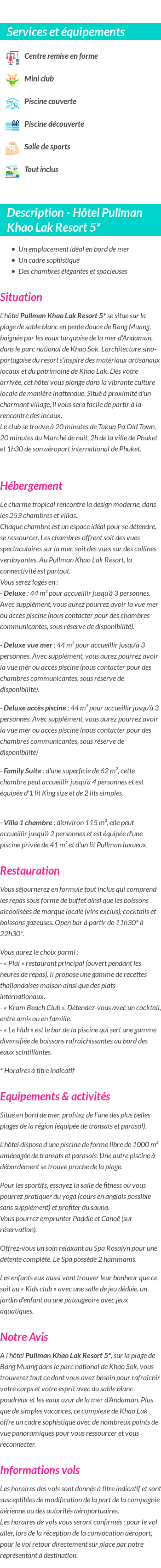 Détails du séjour