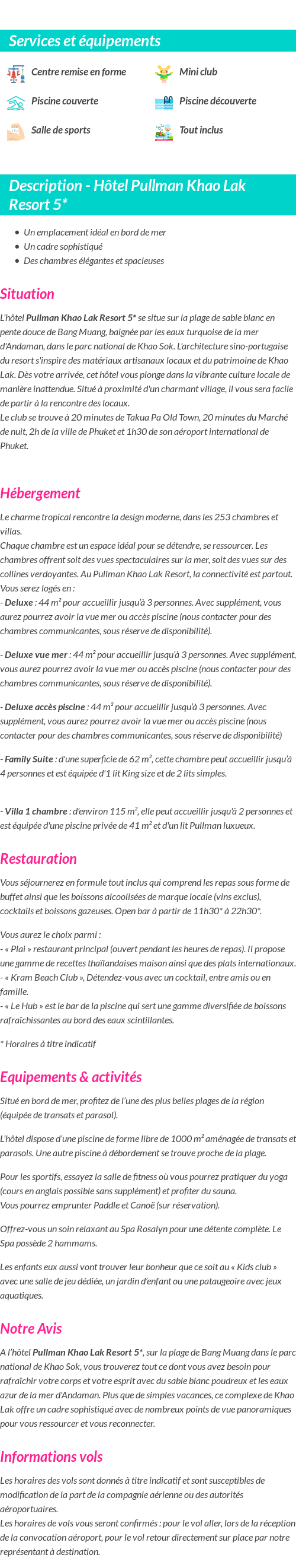 Détails du séjour
