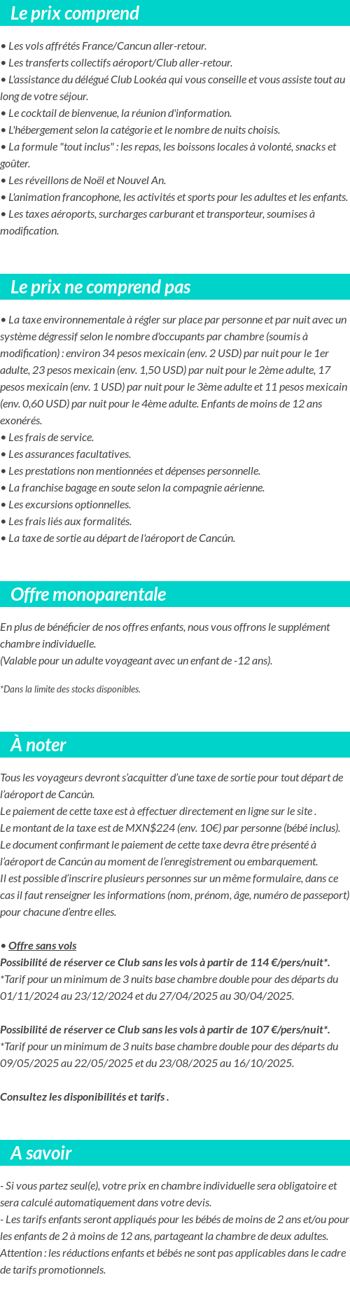 Conditions tarifaires